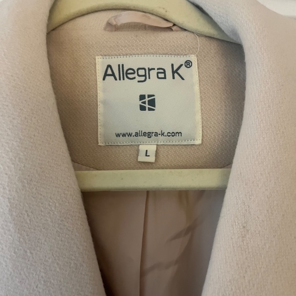 Allegra K Shawl Collar Cream Coat With Removable Belt - L - Picture 3 of 4